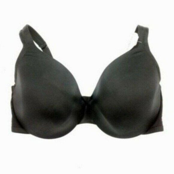 Cacique Lane Bryant Bra Smooth Satin Full Coverage Mesh Sides U/W 40F Black - Picture 1 of 10